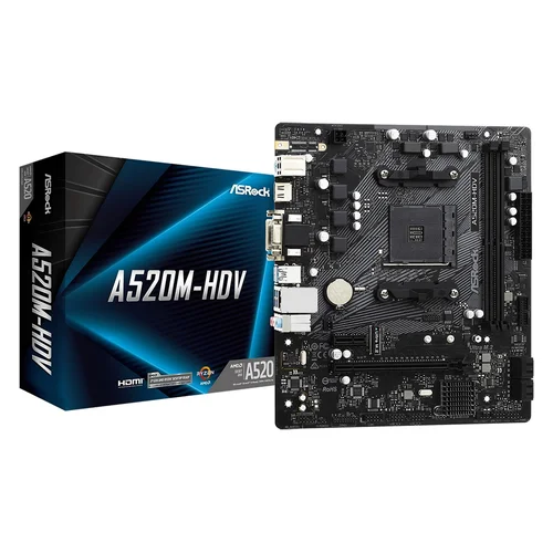 ASRock A520M-HDV AM4 micro ATX pagrindinė plokštė image 1