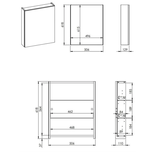 Elita BASIC spintelė su veidrodžiu 50 cm image 2