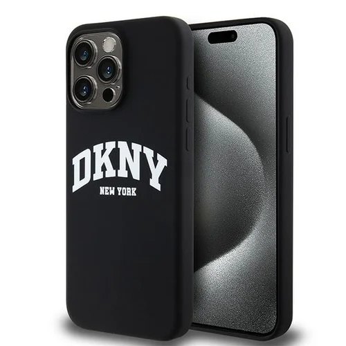 DKNY MagSafe skysto silikono dėklas iPhone 13 Pro Max, juodas su baltu logotipu image 1