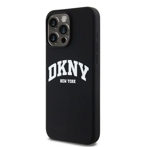 DKNY MagSafe skysto silikono dėklas iPhone 13 Pro Max, juodas su baltu logotipu image 2