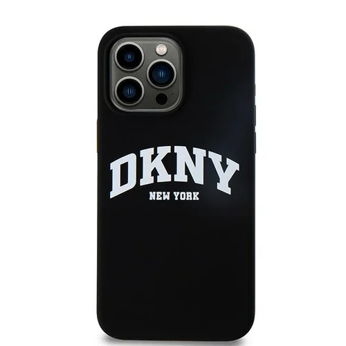 DKNY MagSafe skysto silikono dėklas iPhone 13 Pro Max, juodas su baltu logotipu image 3