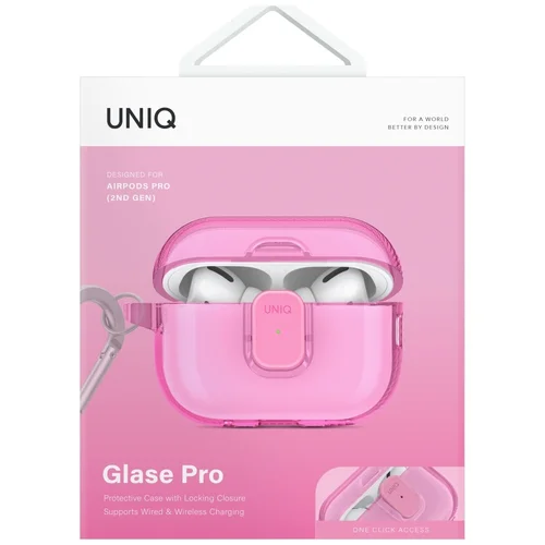 Uniq Glase Pro dėklas AirPods Pro 2, rožinis image 2