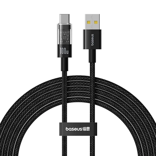 Baseus Gem USB-A į USB-C kabelis 2 m, 100 W, juodas image 1