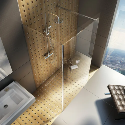 Walk-In kampinis komplektas 120x90 Chromas stiklas image 3