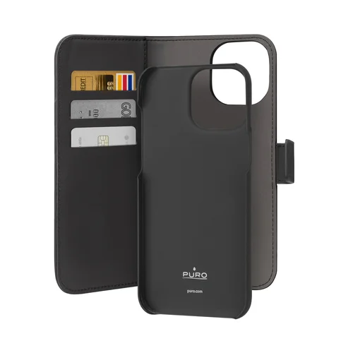Puro Wallet MagSafe 2-in-1 dėklas iPhone 15 Pro, juodas image 3