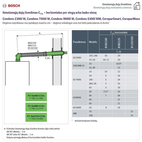 Bosch FC-SET D60/100 C13x dūmtraukis dujiniam katilui image 3