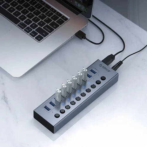 Orico BT2U3-10AB 10 prievadų USB-A 3.0 šakotuvas, pilkas image 3
