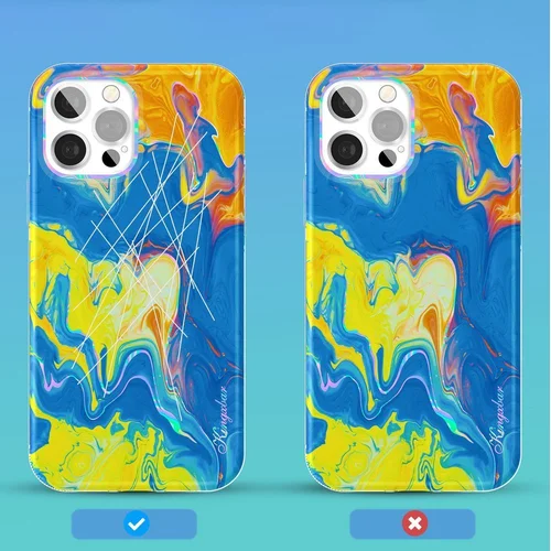 Kingxbar Akvarelinės serijos dėklas iPhone 12/12 Pro, geltonai mėlynas image 2