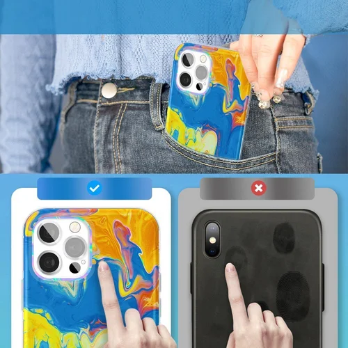 Kingxbar Akvarelinės serijos dėklas iPhone 12/12 Pro, geltonai mėlynas image 3