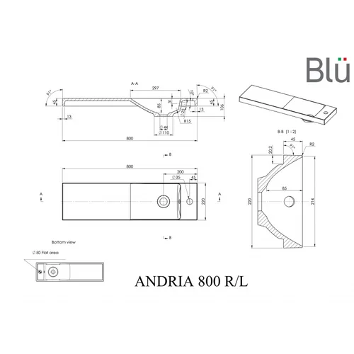 BLU ANDRIA 800 Akmens masės praustuvas image 2