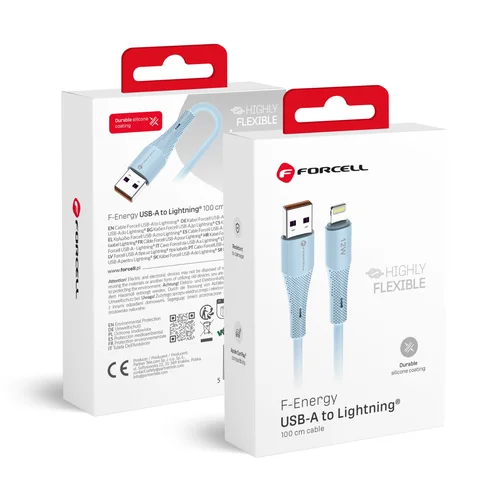 FORCELL F-ENERGY C343 USB-A–Lightning kabelis 1 m, mėlynas image 3