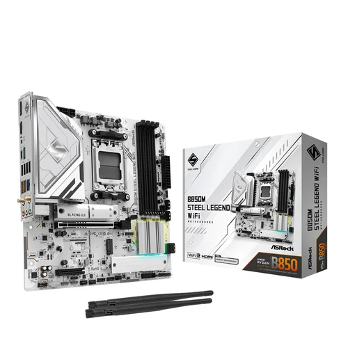 ASRock B850M Steel Legend WiFi AM5 micro ATX, balta image 1