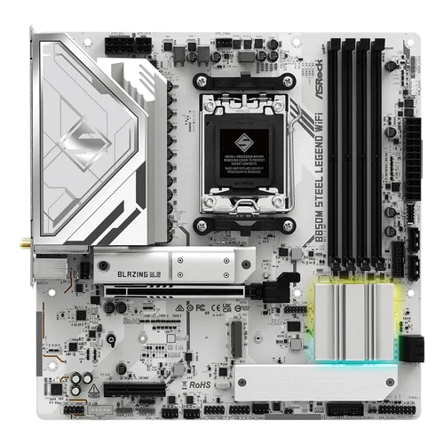 ASRock B850M Steel Legend WiFi AM5 micro ATX, balta image 2