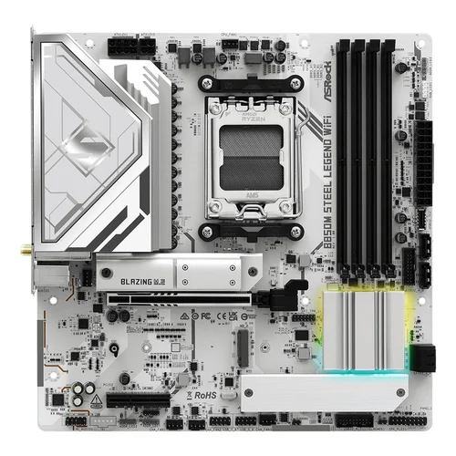 ASRock B850M Steel Legend WiFi AM5 micro ATX, balta image 3