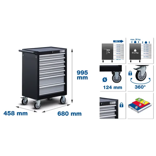 BGS technic 6060 dirbtuvių vežimėlis, 7 stalčiai, 246 įrankiai image 1