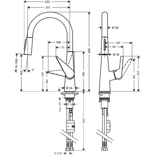 Hansgrohe Talis M51 72817000 virtuvinis maišytuvas su ištraukiama žarna Chromo image 2