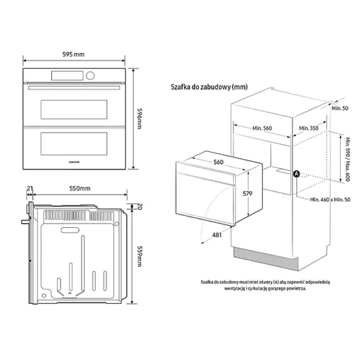 Įmontuojama dviguba garinė orkaitė Samsung NV7B4545VAK, 60 cm pločio image 3