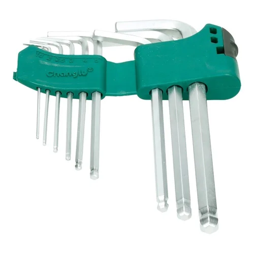 CHANGLU TOOLS L-tipo trumpų šešiakampių raktų rinkinys, apvalia galvute, 9 vnt. image 2