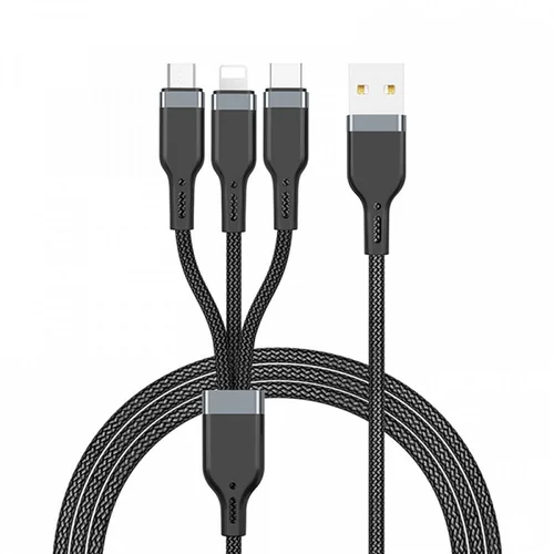 WiWU Wi-C019 USB-A–USB-C kabelis, 3 A, 1,2 m, juodas image 1
