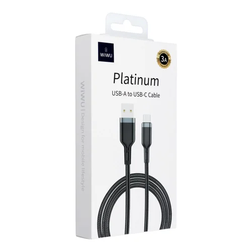WiWU Wi-C019 USB-A–USB-C kabelis, 3 A, 1,2 m, juodas image 2