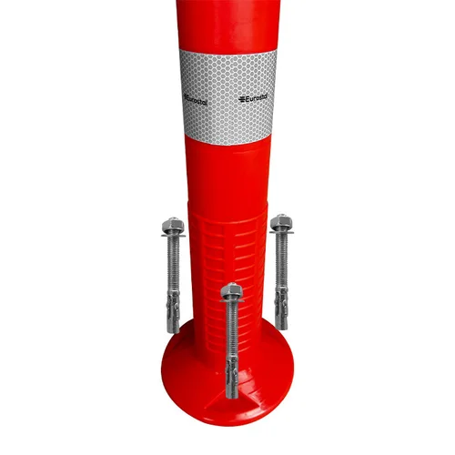 Lankstus įspėjamasis signalinis kelio stulpelis Eurostal 755 mm raudonas su inkariniais varžtais (ankeriais) image 2