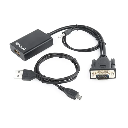 Gembird A-VGA-HDMI-01 HDMI–VGA adapteris, 0,15 m, juodas image 1