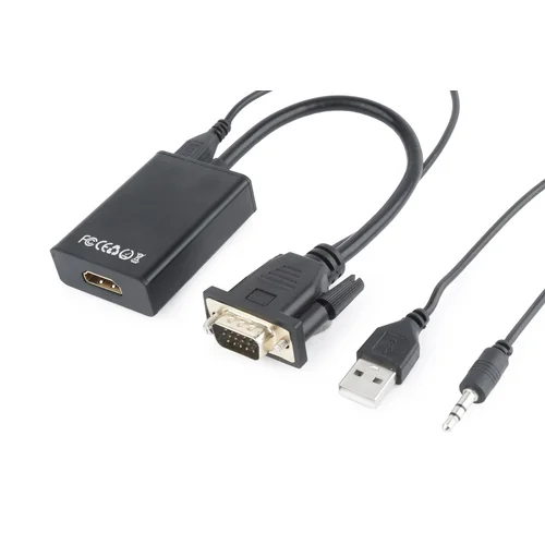 Gembird A-VGA-HDMI-01 HDMI–VGA adapteris, 0,15 m, juodas image 3