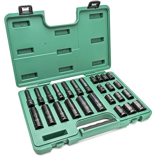 SATA 1/2" prailgintų ir trumpų smūginių galvučių rinkinys 10–24 mm, 26 vnt., plonasienės image 1