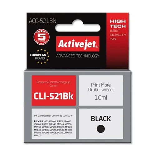 Activejet ACC-521BN Canon CLI-521Bk juoda kasetė 10 ml image 1