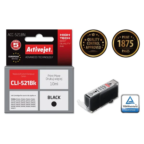 Activejet ACC-521BN Canon CLI-521Bk juoda kasetė 10 ml image 2