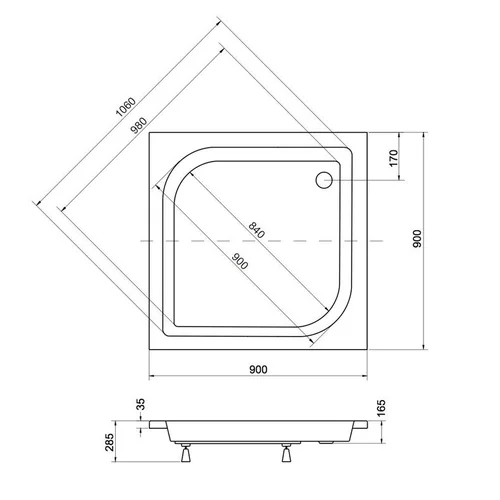 PIRAMIDA ARES BAA-90-KW dušo padėklas 90×90×16,5 cm image 2