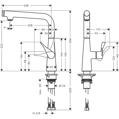 Hansgrohe Metris Select 260 14847800 Maišytuvas plautuvei image 2