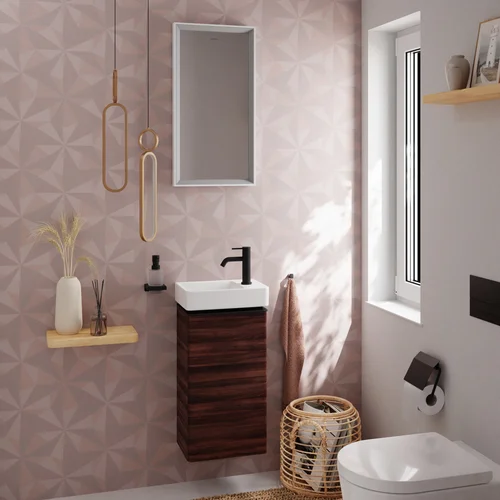 Hansgrohe Xelu Q 54018670 praustuvo spintelė, tamsiai ruda, juoda matinė rankenos apdaila, dešiniai vyriai image 2