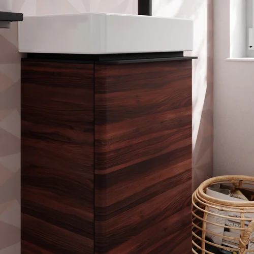 Hansgrohe Xelu Q 54018670 praustuvo spintelė, tamsiai ruda, juoda matinė rankenos apdaila, dešiniai vyriai image 3