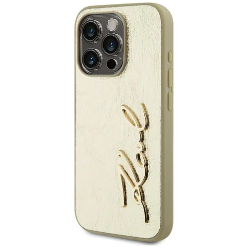 Karl Lagerfeld „Susiraukšlėjęs Metalo Parašas“ iPhone 15 Pro Max dėklas, auksinis image 2