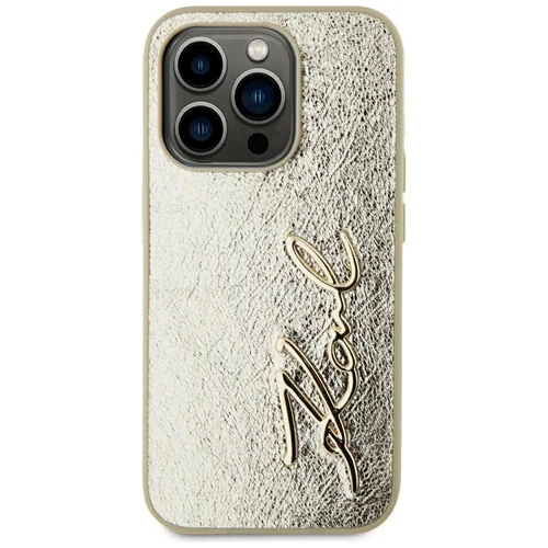 Karl Lagerfeld „Susiraukšlėjęs Metalo Parašas“ iPhone 15 Pro Max dėklas, auksinis image 3
