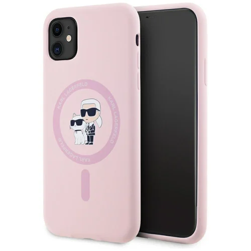Karl Lagerfeld Karl&Choupette MagSafe silikoninis dėklas iPhone 11, rožinis image 1