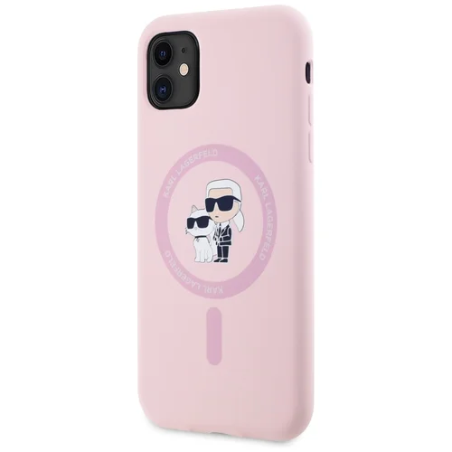 Karl Lagerfeld Karl&Choupette MagSafe silikoninis dėklas iPhone 11, rožinis image 2