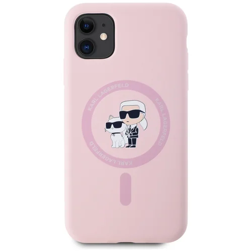 Karl Lagerfeld Karl&Choupette MagSafe silikoninis dėklas iPhone 11, rožinis image 3