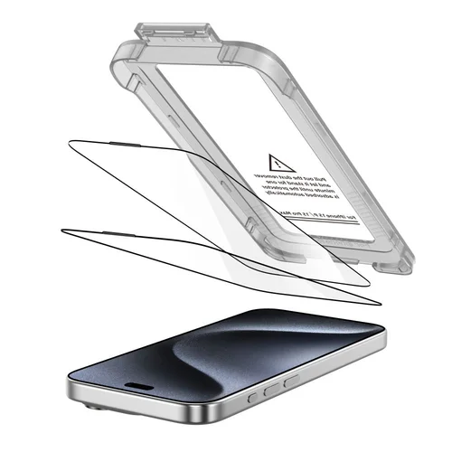 Tech-Protect Quick Set+ grūdintas stiklas iPhone 15 Pro, 2 vnt., juodas image 2
