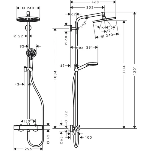 Hansgrohe Crometta S 240 1jet EcoSmart dušo komplektas image 3