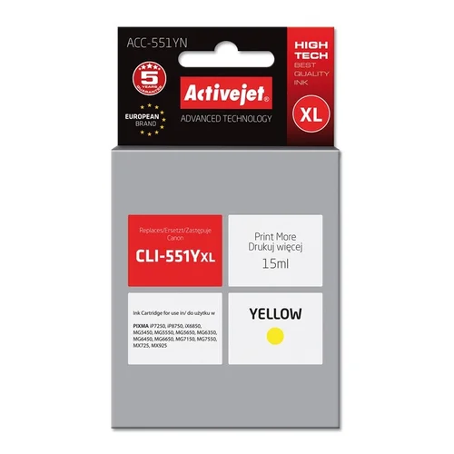 Activejet ACC-551YN geltona 15 ml rašalo kasetė image 1