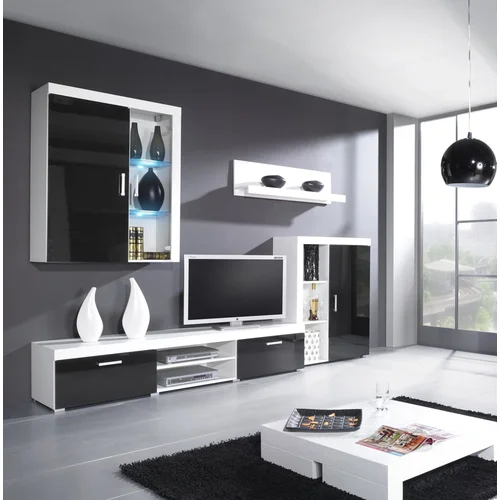 Cama SAMBA sieninė vitrina 90 × 111 cm balta/juoda blizgi image 2
