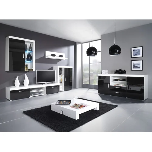 Cama SAMBA sieninė vitrina 90 × 111 cm balta/juoda blizgi image 3