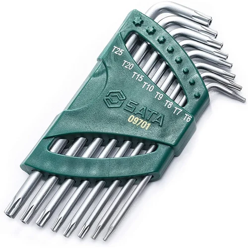 SATA L-tipo šešiakampių TORX prailgintų raktų rinkinys 8vnt. (T6-T25) su kiauryme image 1