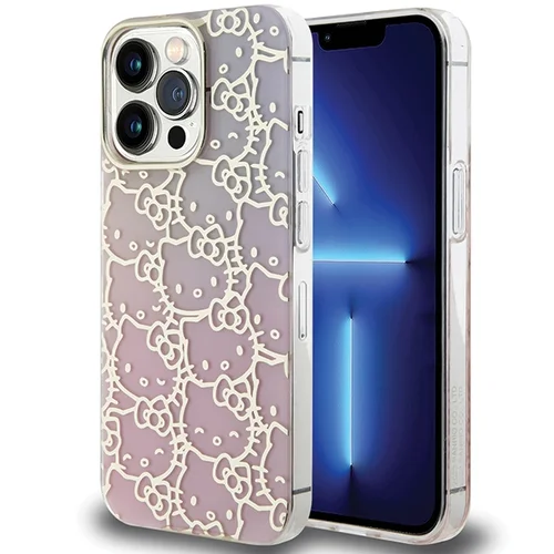 Hello Kitty IML Gradient Electrop Crowded Kitty Head dėklas iPhone 13 Pro Max, rožinis image 1