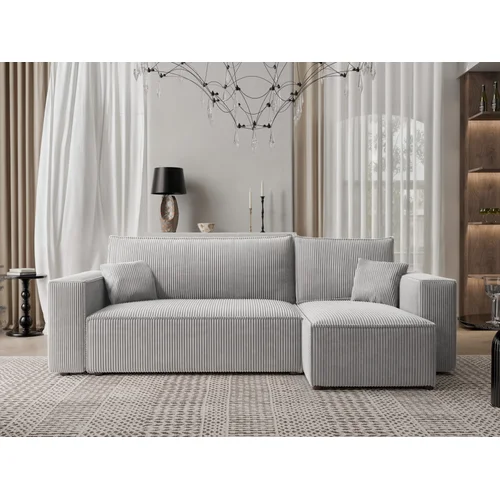 PARIS kampinė sofa su miego funkcija, šviesiai pilka image 2