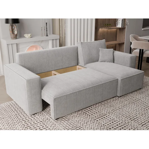 PARIS kampinė sofa su miego funkcija, šviesiai pilka image 3