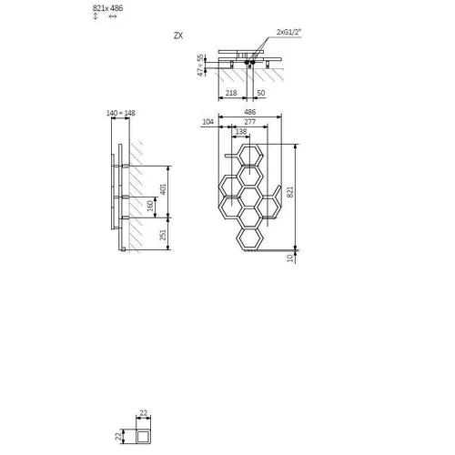 Vandeninis rankšluosčių džiovintuvas Terma Hex 122X48 image 2