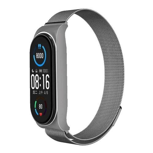 Xiaomi Mi Band 5/6 metalinis dirželis, sidabrinis image 1